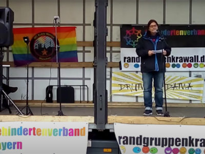 Rede von Brigitte Ziegler beim Randgruppenkrawall-Behindertenprotest am 7.5.2021