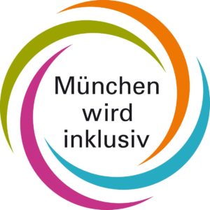Buntes Logo mit der Aufschrift: München wird inklusiv