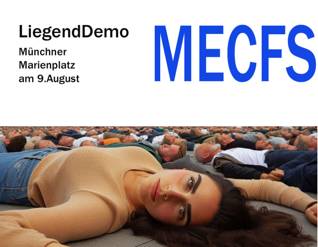 Menschen liegen am Boden. Demoaufruf für MECFS Patienten