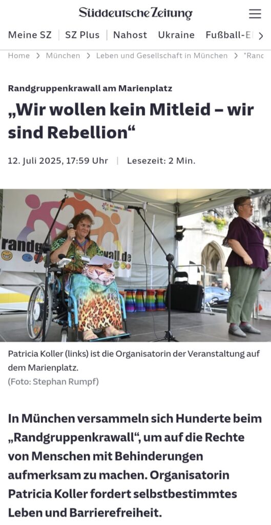 Screenshot vom Artikel in der Süddeutschen Zeitung