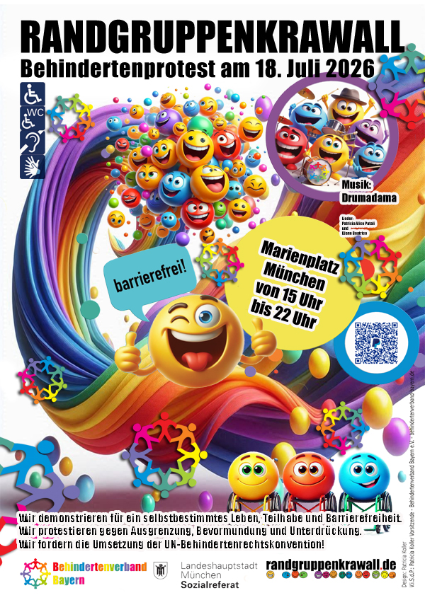 Plakat 2026 mit den u.g. Informationen und vielen fröhlichen bunten Smileys.